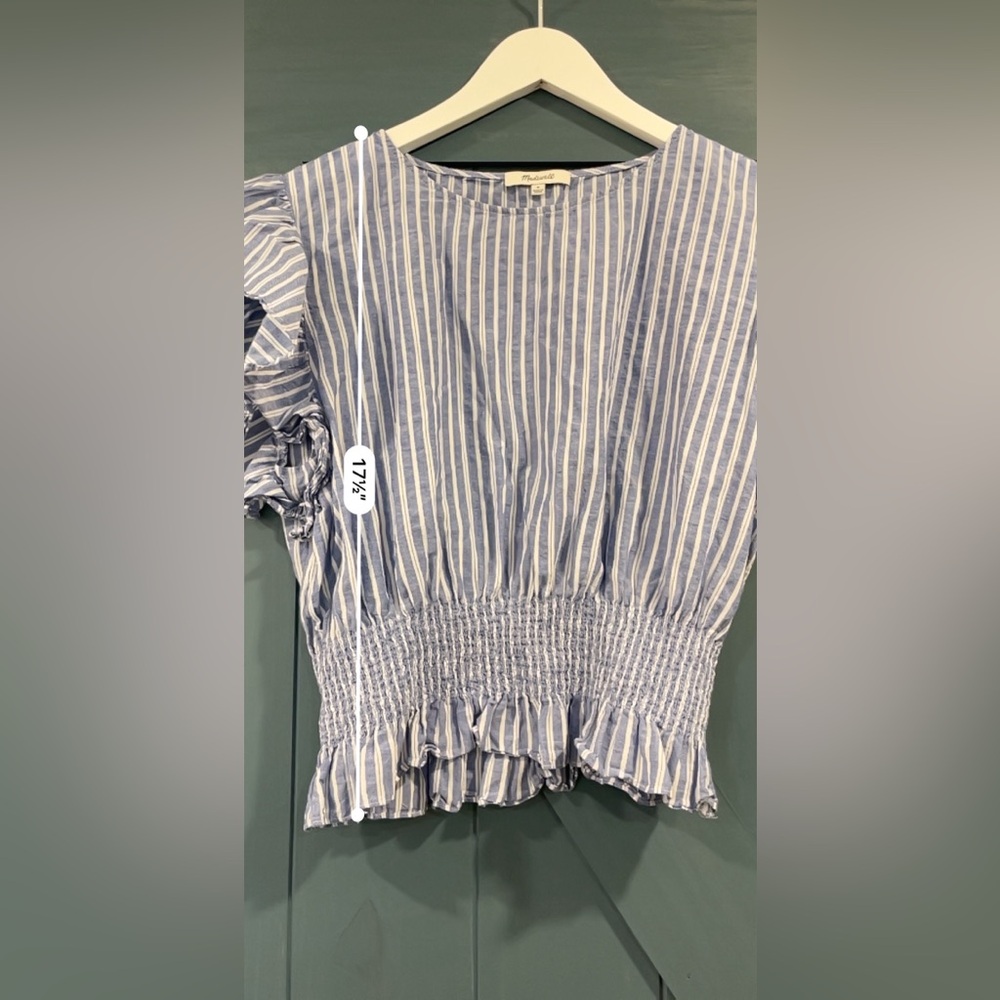 Madewell Flutter-Sleeve Smocked Top in Stripe Size Medium - Picture 7 of 7